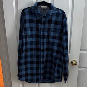 L.L. Bean Men's Navy and Black Plaid Shirt